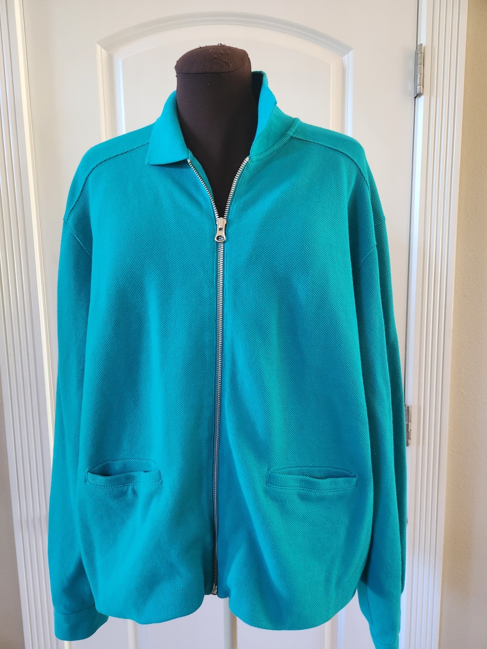 Lands' End Teal Full-Zip Men's Sweater Jacket